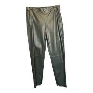 EUC Zara dark green faux leather ankle zip pants | size large